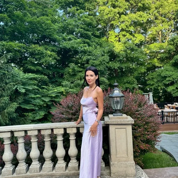 Lilac Satin Slip Dress - Picture 1 of 7